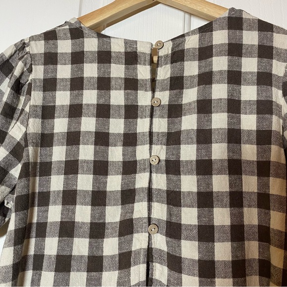 Rylee + Cru NWT Linen Marley Charcoal Checkered Gingham Babydoll Mini Dress XS - Picture 5 of 14